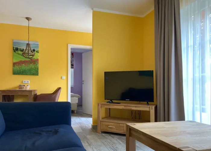 Ferienhaus Specht Wohnzimmer Ausblick